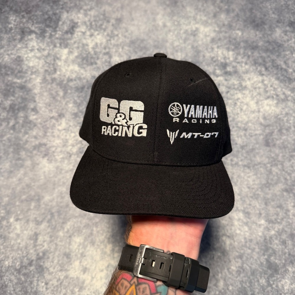 Yamaha Racing MT-07 G&G Racing Black Snapback Hat Yupoong The Classics Cap Mens